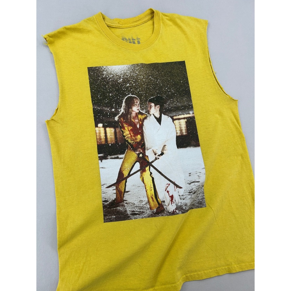 Kill Bill Volume 1 Movie Graphic Tank Top Mens Medium Yellow Cut Off Sleeveless
